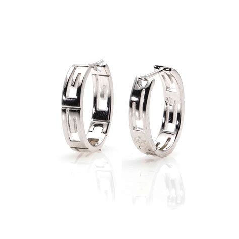 gucci white gold hoop earrings|Gucci orecchini earrings.